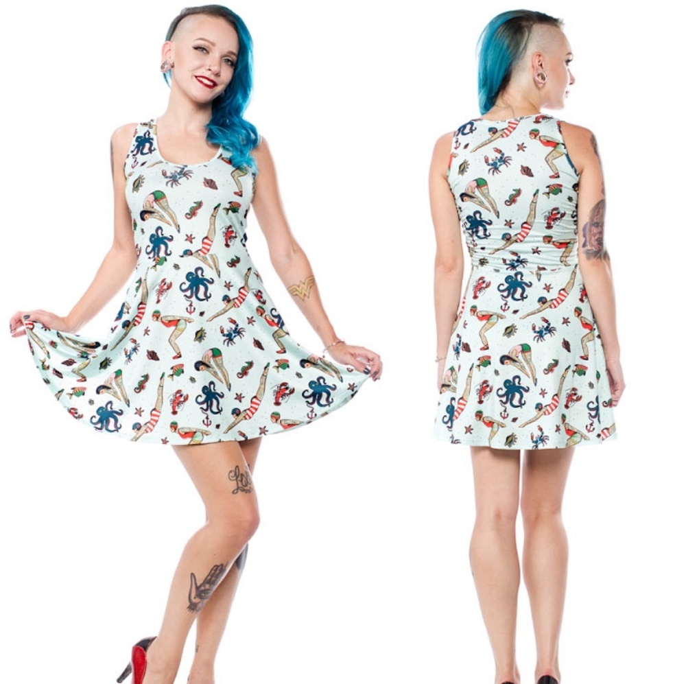 Mint Tattooed Divers Dress from Sourpuss